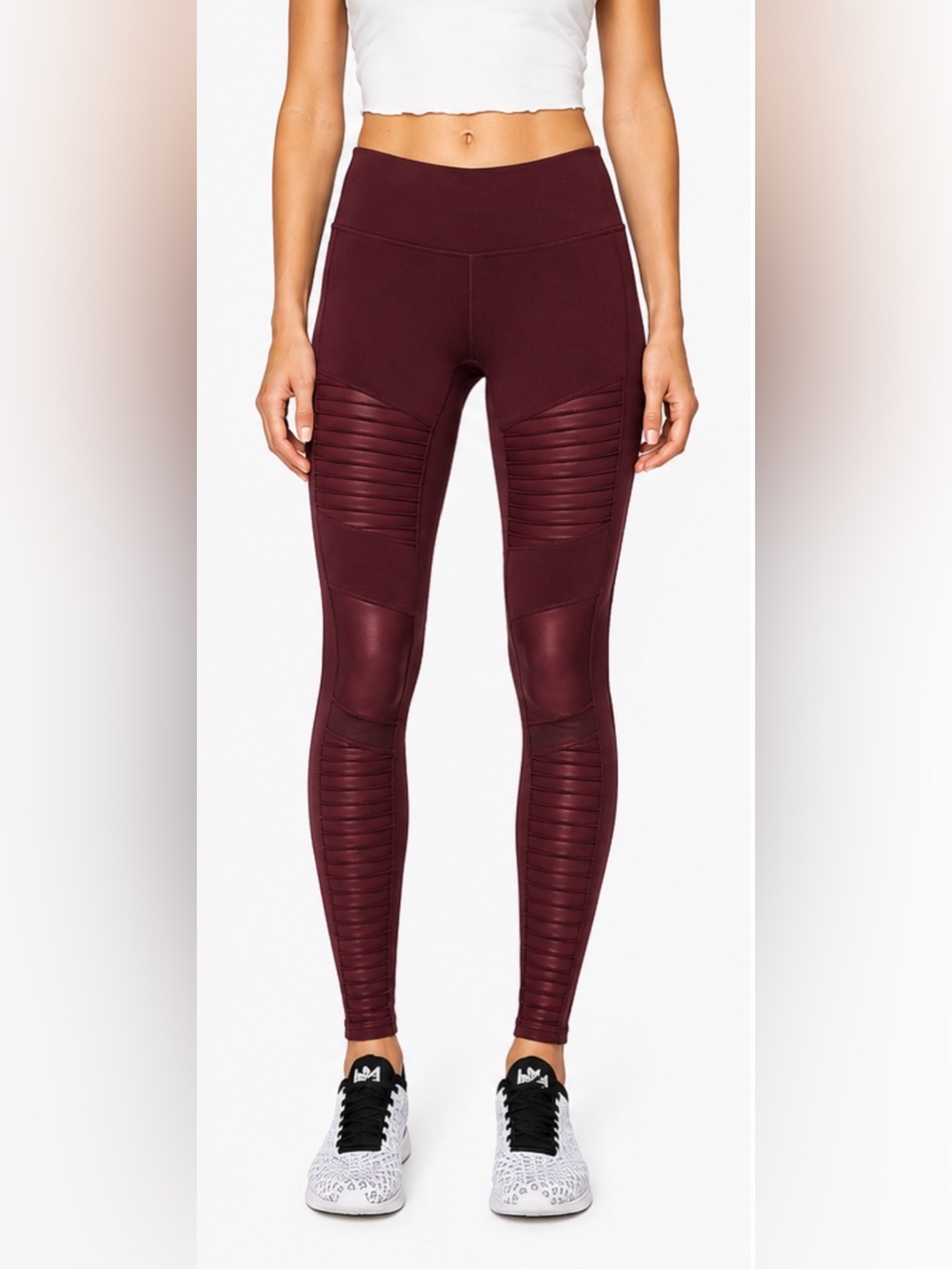 ALO High-Waist Ribbed Moto Leggings - Cherry Cola NWOT